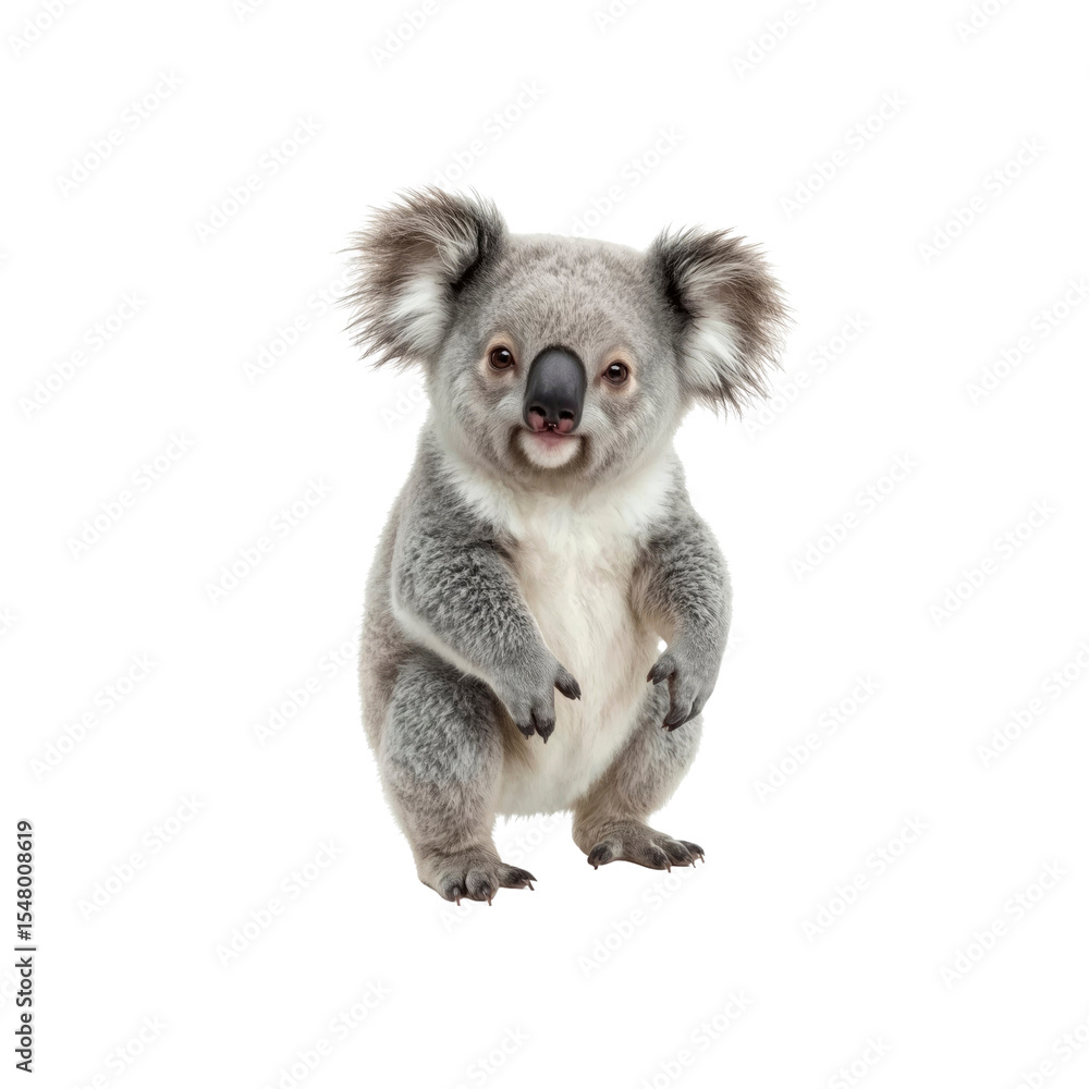 Fototapeta premium Adorable Koala Bear Cub Standing on White Background