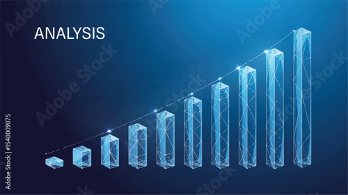 Data Analysis & Growth Visualization: Dynamic illustration featuring a modern bar graph ascending against a vibrant, abstract backdrop, perfect for conveying progress.