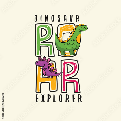 Dinosaur Roar Explorer kids vector graphic design