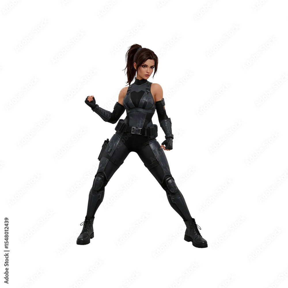 Obraz premium Powerful Female Soldier in Combat Gear Ready for Action