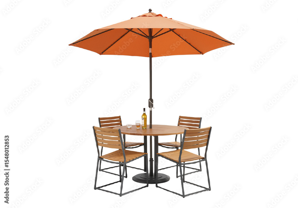 Outdoor Patio Furniture Set with Table, Chairs, and Umbrella for Garden or Terrace Decor, Isolated on a Transparent Background PNG Outdoor Patio Furniture Set with Table, Chairs, and Umbrella for Garden or Terrace Decor, Isolated on a Transparent Background PNG