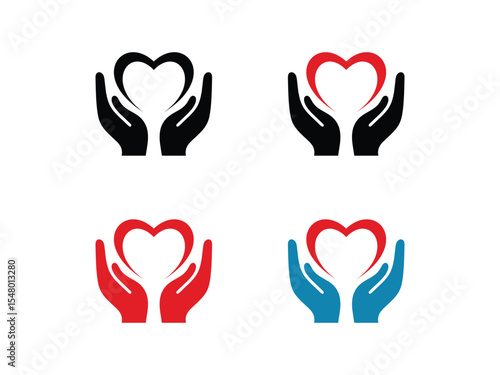Helping hands with heart image. Silhouette of hands offering heart image. Perfect for non-profit organizations, medical aid, social support graphics, and health brands.