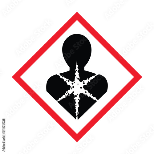 GHS08 Health hazard warning sign symbol icon.GHS hazard pictograms. Long term health hazard safety sign. Substances that are toxic to health, carcinogenic, toxic to the reproductive system. Vector
