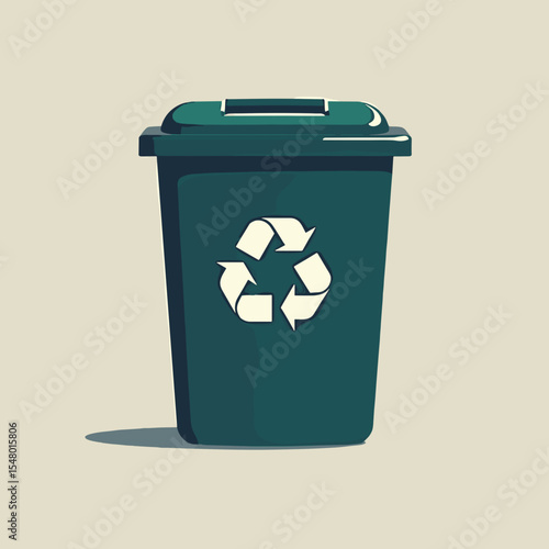 Recycling bin with symbol on neutral background  