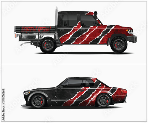 Custom Vehicle Wrap Designs Truck and Sports Car
