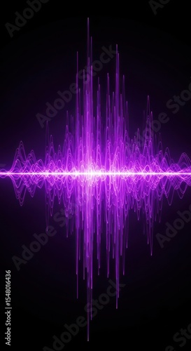 A vibrant purple waveform pulsates against a dark background, creating a dynamic visual representation of sound or energy.