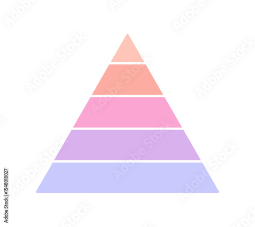五分割した三角形の図形 -ピラミッド型の シンプルな5色のインフォグラフィックのテンプレート