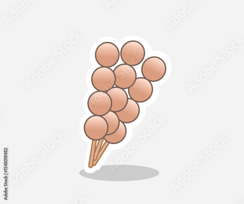 Cute Skewered Quail Eggs Sate Telur Puyuh Traditional Indonesian Food Illustration design