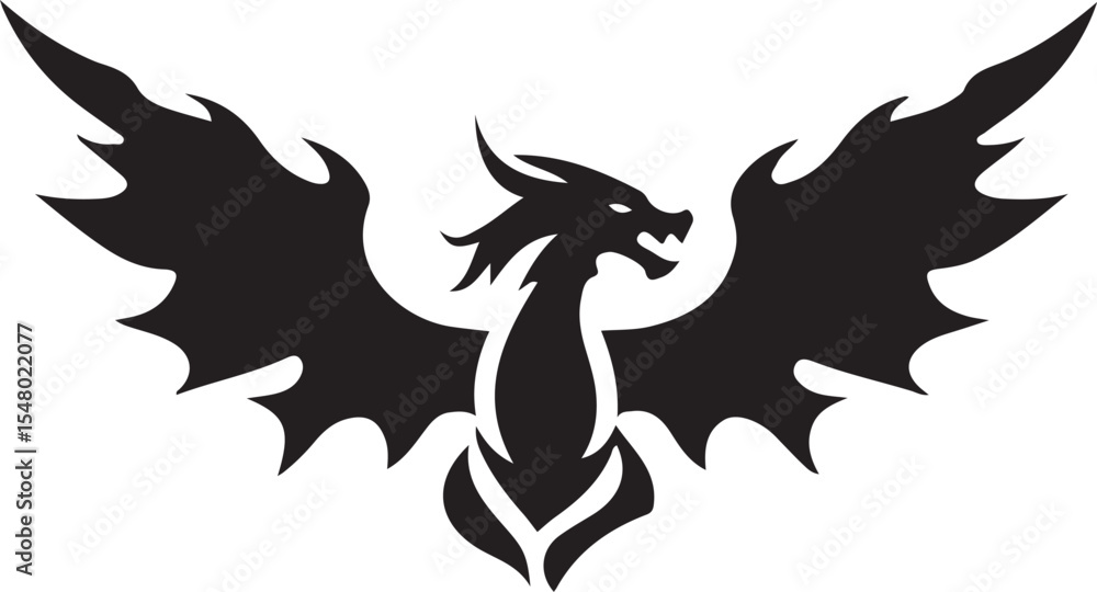 Fototapeta premium black dragon tattoo silhouette 