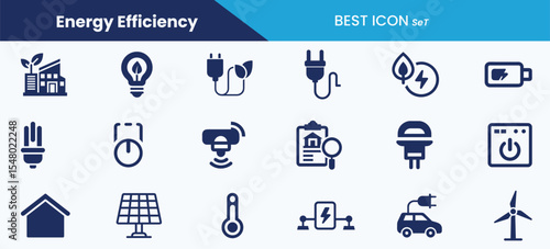 Best energy efficiency icon set collection and vector illustration.