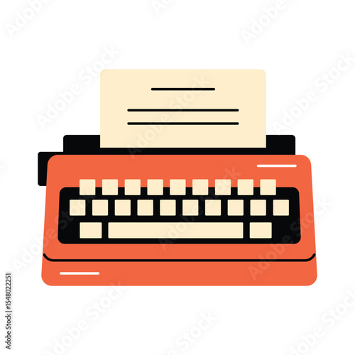Retro Typewriter Vector Illustration Vintage Writing Machine
