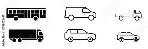 Simple set of car icons, car icon vector