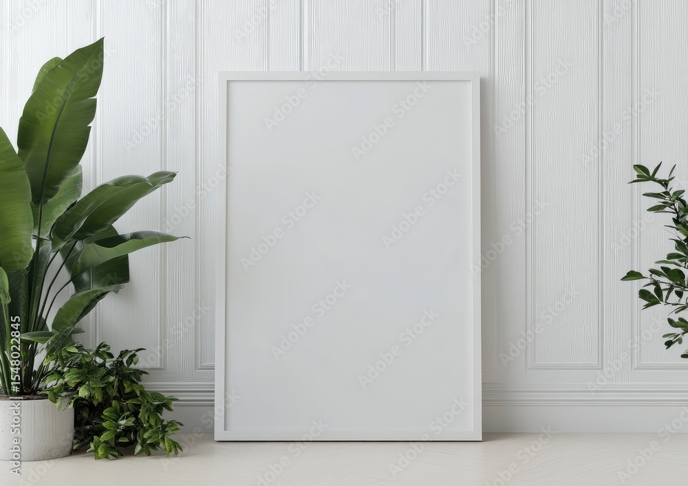 custom made wallpaper toronto digitalEmpty white frame, greenery, white room