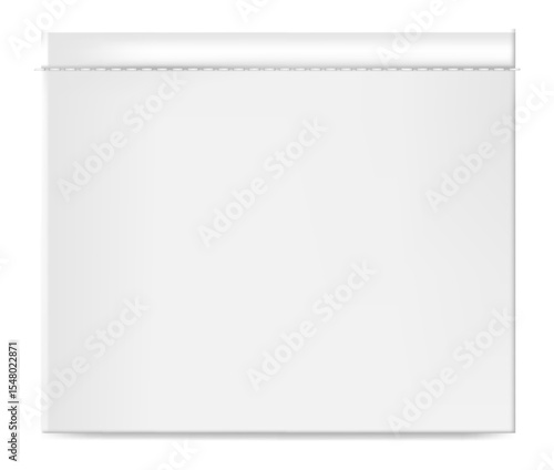 Realistic white doypack pouch packaging with zipper for food, chips, coffee, snacks, sugar, salt, spices and other products standing up on white background