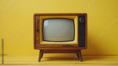 Old Television on a Yellow Background