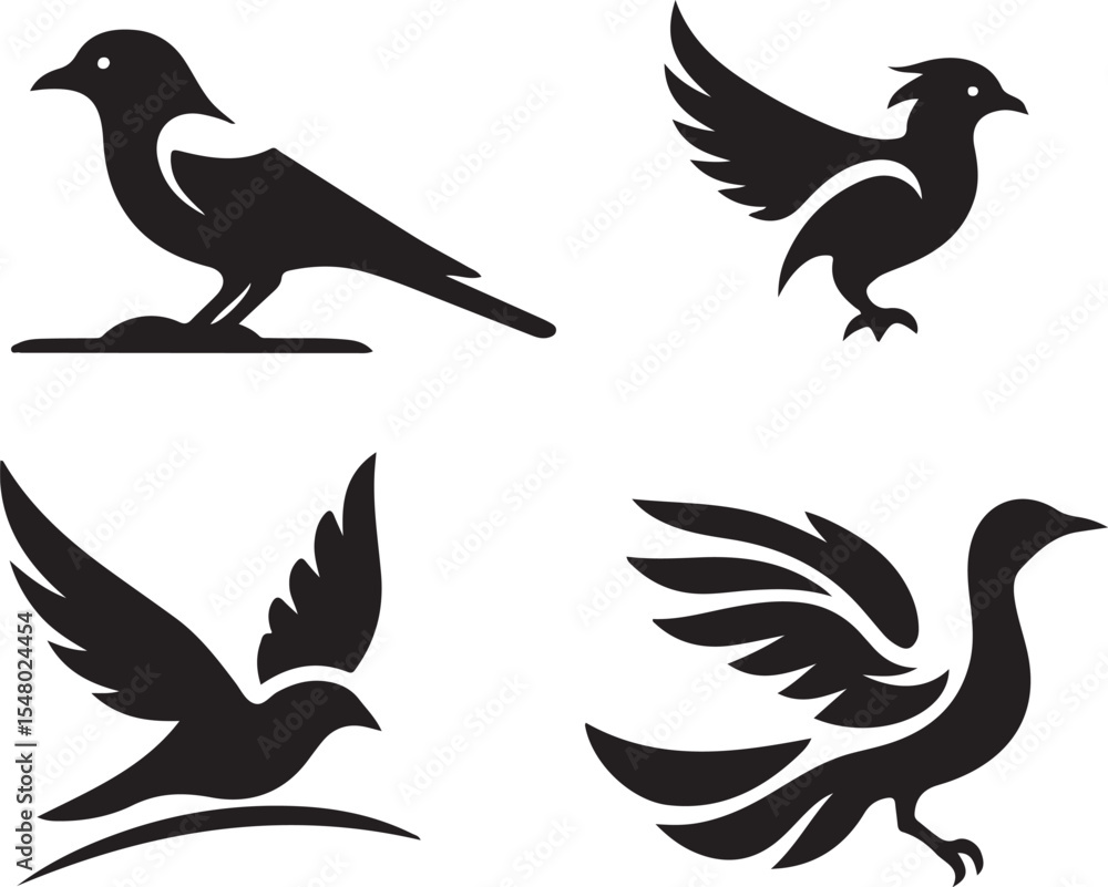 Obraz premium set of vector birds silhouette
