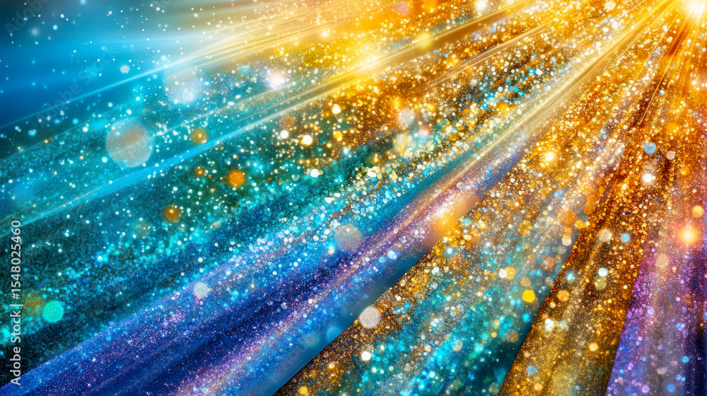Fototapeta premium Fantasy background with visible light rays and colorful glitter