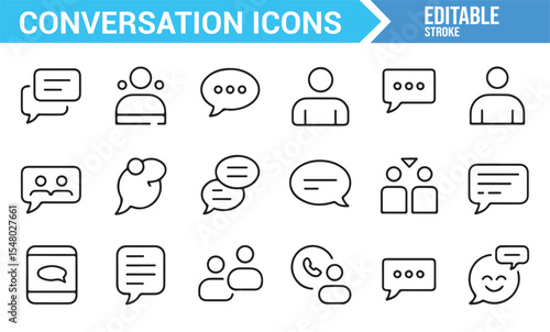 Icons Representing Different Forms of Online Conversation and Messaging
