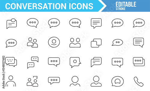 Set of Conversation Icons for Digital Communication and Chat