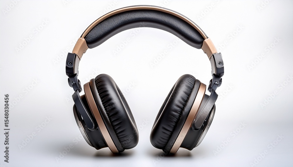 a pair of audio headphones with padded earcups and headband shown on white background a pair of audio headphones with padded earcups and headband shown on white background