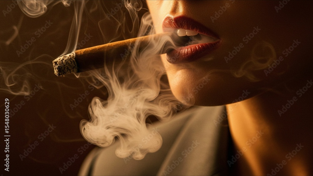 Fototapeta premium Woman Smoking Cigar