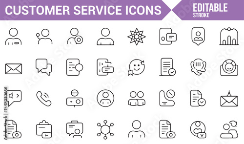 Customer Service Icons Set Featuring Chat, Email, and Feedback