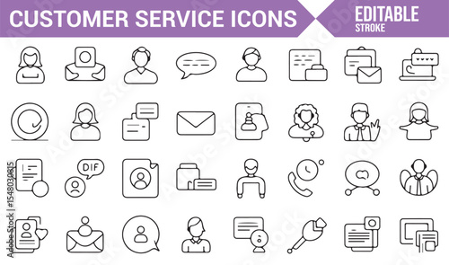 Icons Representing Customer Service, Feedback, and Virtual Support