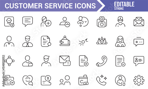Set of Customer Service Icons for Support and Communication