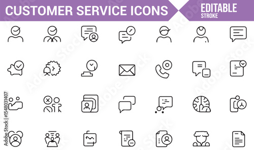 Collection of Customer Service Icons for Communication and Assistance