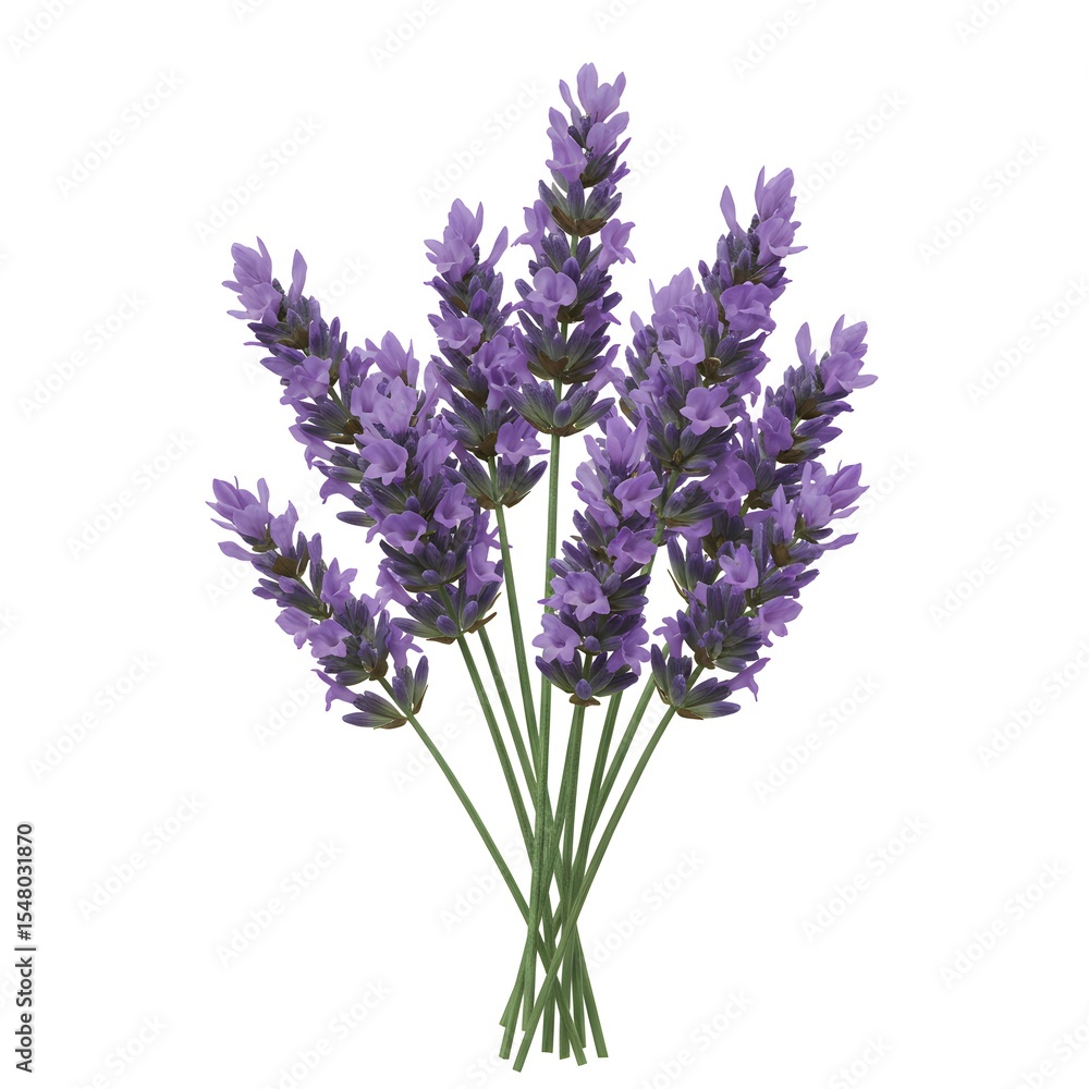 Naklejka premium A bunch of delicate purple lavender, a symbol of serenity and natural beauty. The soft focus highlights the intricate details of the fragrant flower.