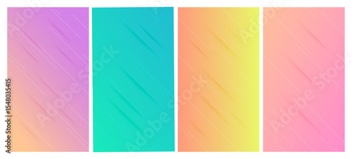 Set of abstract gradient backgrounds with lines