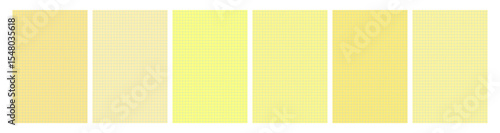 Set of yellow legal pad pages with lined or grid designs