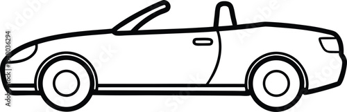 convertible car icon line art vector illustration on transparent background