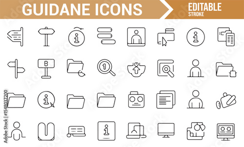 Collection of Guidance Icons for File Management and Direction