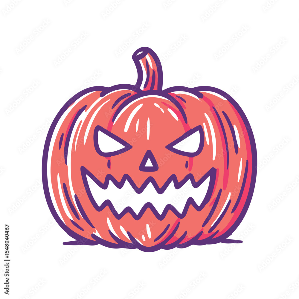 Naklejka premium halloween jack-o-lantern, Carved Jack-O-Lantern Halloween pumpkin vector graphic