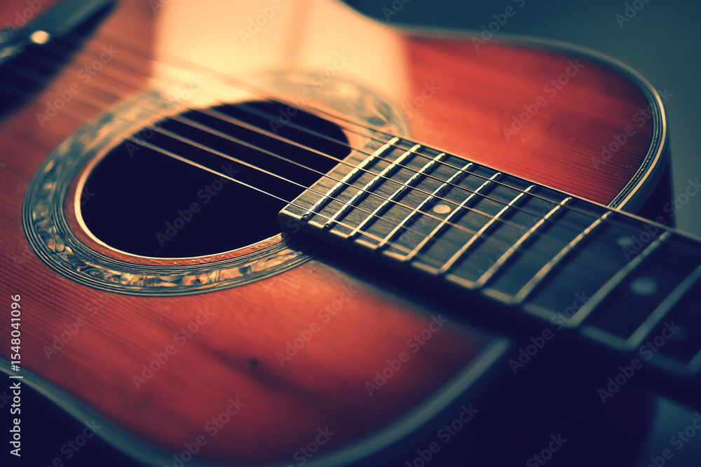 Obraz premium An acoustic guitar emulating the COMPARK, isolated on a white background. Detailed, high-resolution photography