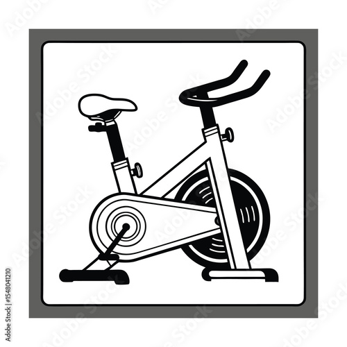 Black and White Stationary Exercise Bike Icon