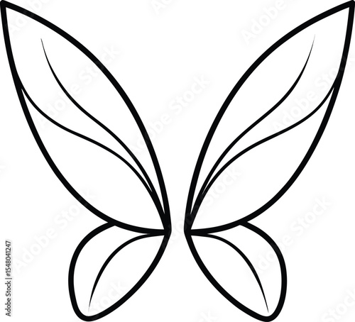 fairy wings icon line art vector illustration on transparent background