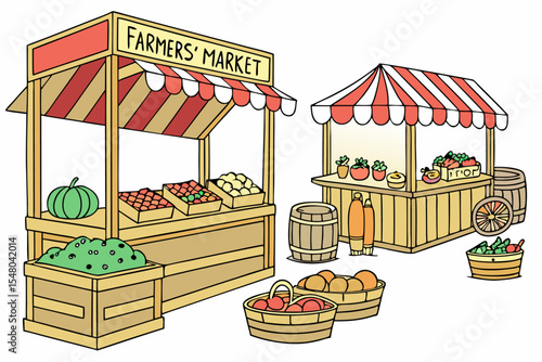 Hand sketched farmers market illustration