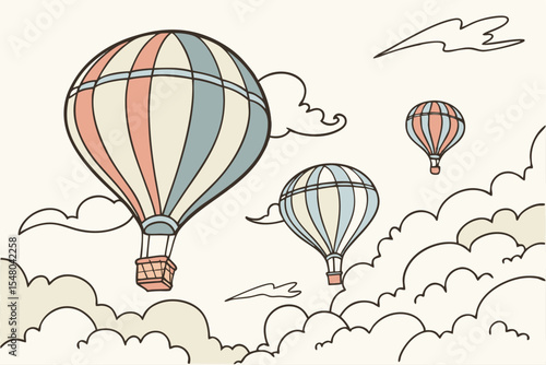 Sketched hot air balloon festival illustration