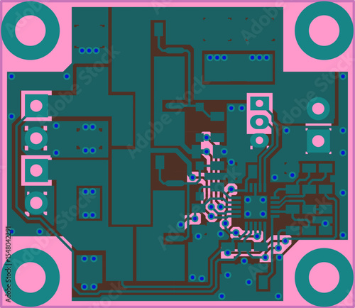 Tracing conductors of printed circuit board
of electronic device. Vector engineering technical
drawing of pcb. Electric background. Cad design.