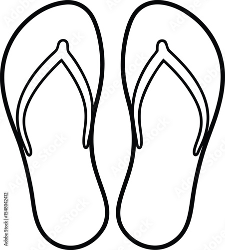 flip flops icon line art vector illustration on transparent background