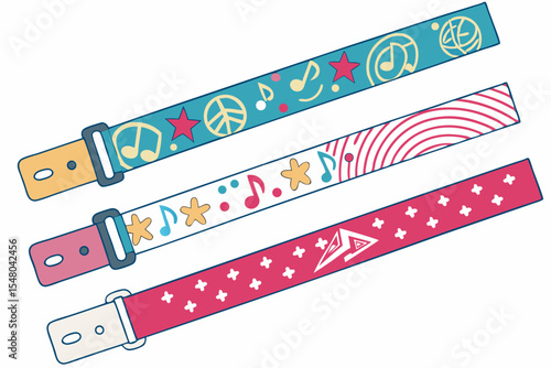 Festival wristband designs colorful vector set
