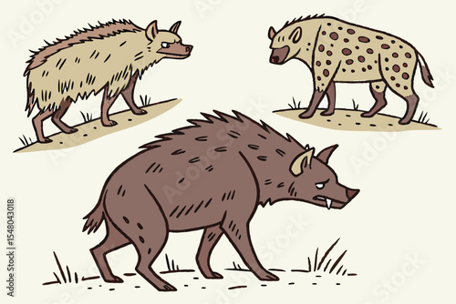 Hand drawn art brut animals with rough text graphic