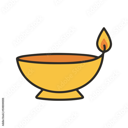 Ganesha Chaturthi flat vector icon, Diya Lamp Icon, suitable for design and infographic applications
