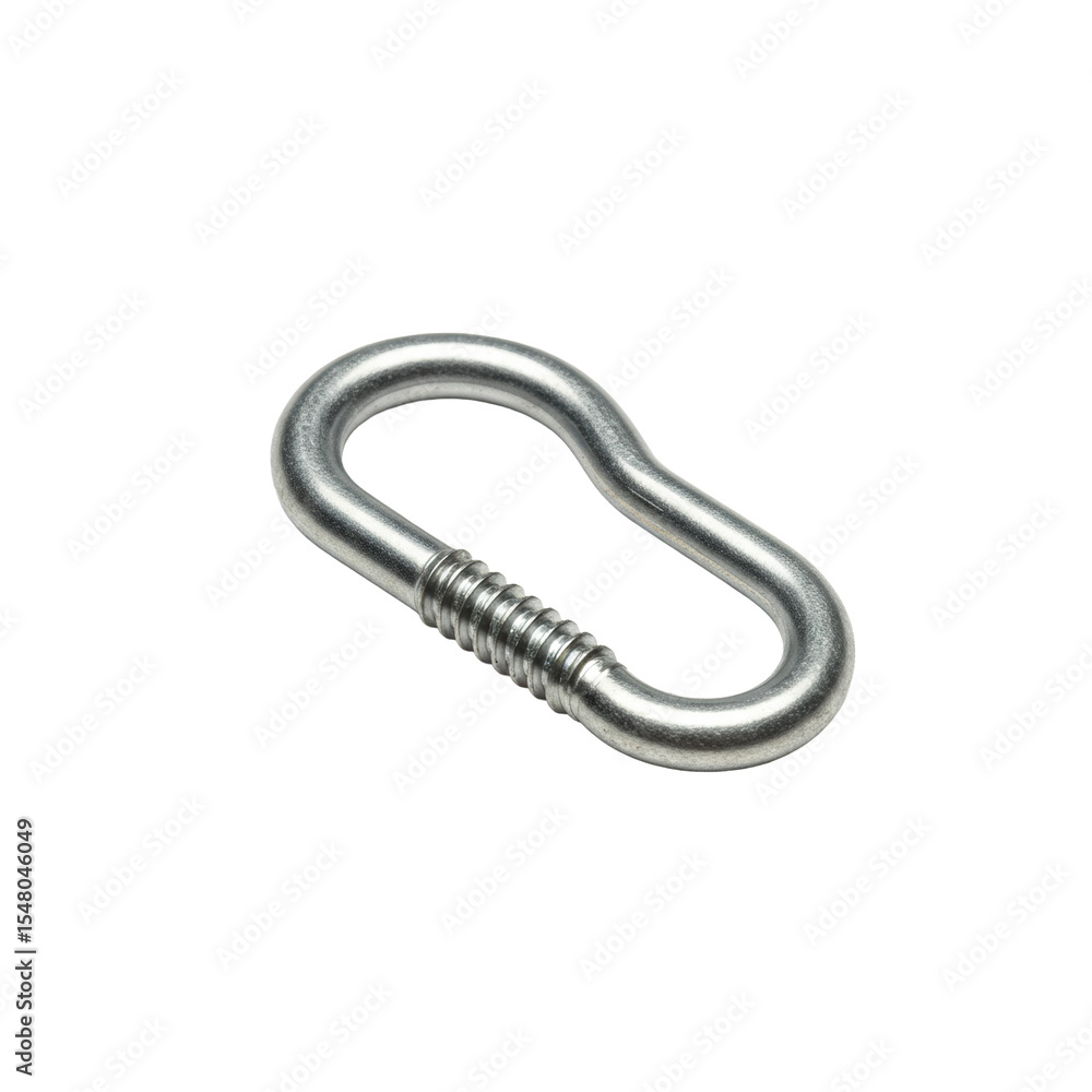 A new, clean, metallic hook screw made of bright, polished galvanized steel, with precise threading and an open hook, isolated on a transparent background with shadowless studio lighting, A new, clean, metallic hook screw made of bright, polished galvanized steel, with precise threading and an open hook, isolated on a transparent background with shadowless studio lighting,