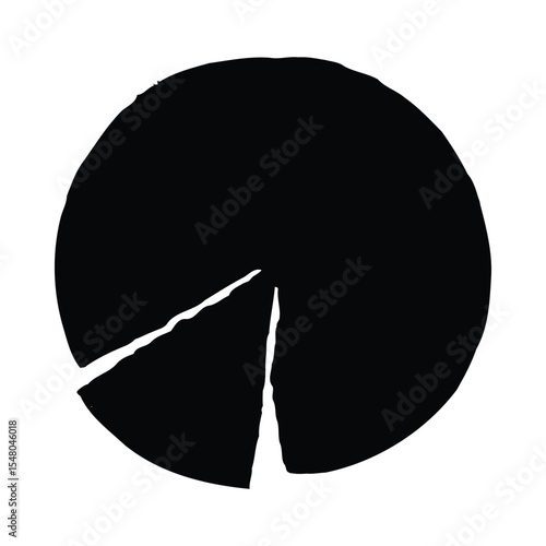 Black Circle Divided Unevenly Showing a Segment Abstract Graphic Design white