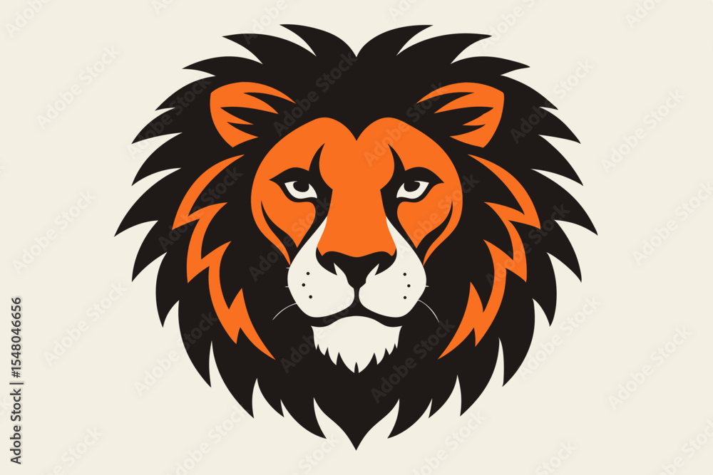Obraz premium Unique Lion Head Artwork with Bright Orange and Deep Black Accents