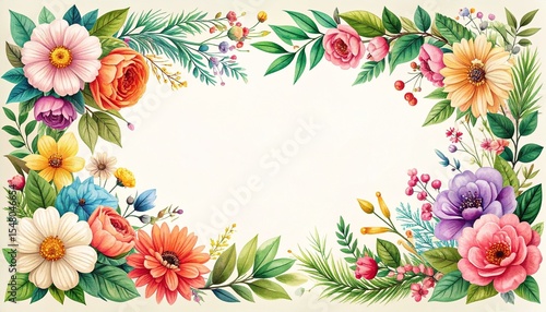 Abstract Botanical Floral Frames And Borders For Spring And Summer Designs