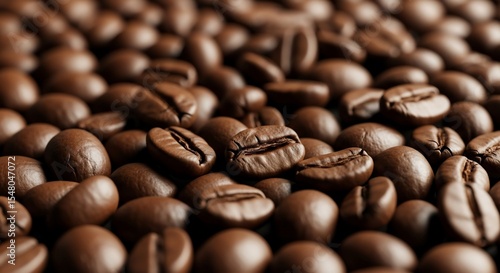 Roasted Coffee Beans CloseUp Aromatic Texture and Rich Brown Tones.